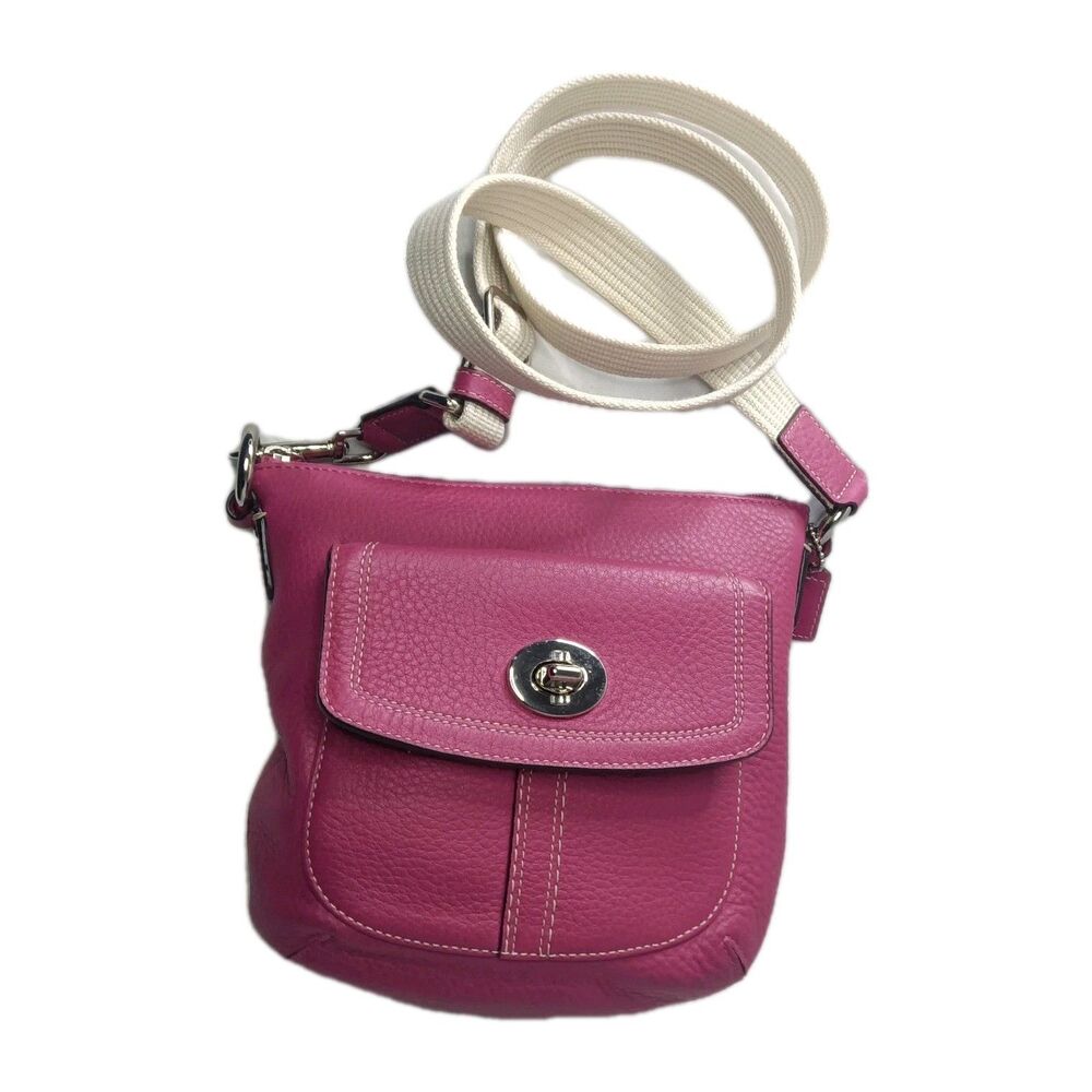 Coach Hamilton Leather Messenger Crossbody Bag Raspberry Pink Swingpack - Picture 5 of 9